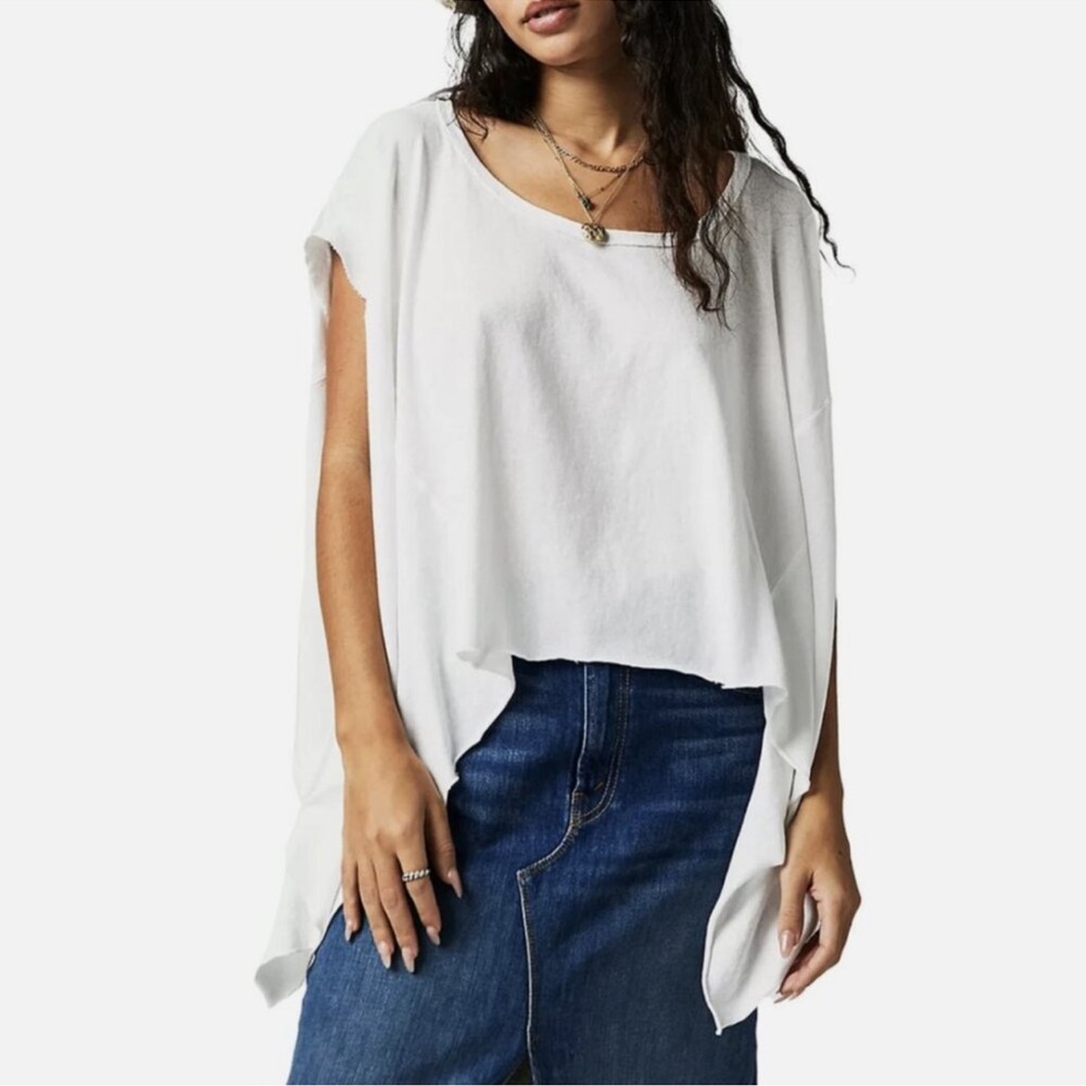 NWOT Free People We The Free White Short Sleeve Care FP Angel Tee
